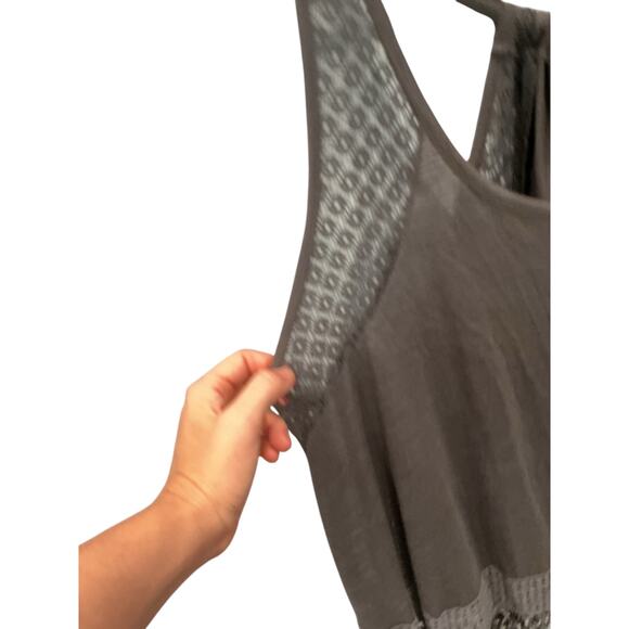 Torrid Crochet Inset Fringe Tank Top Size 0 Large Medium Boho Black Festival NEW - Picture 7 of 11